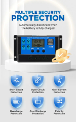 20A Solar Charge Controller 12V/24V Auto with Dual USB LCD Display - Image 3