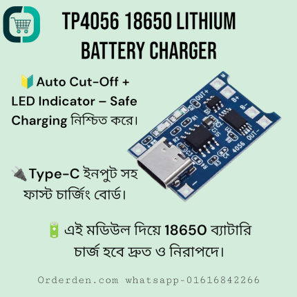 TP4056 Type-C 5V 1A 18650 Lithium Battery Charger Module – Charging & Protection Board